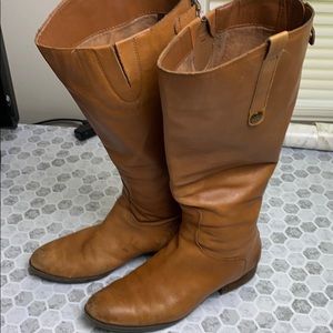 Sam Edelman Tan Leather Boots ZIP Up Size 9